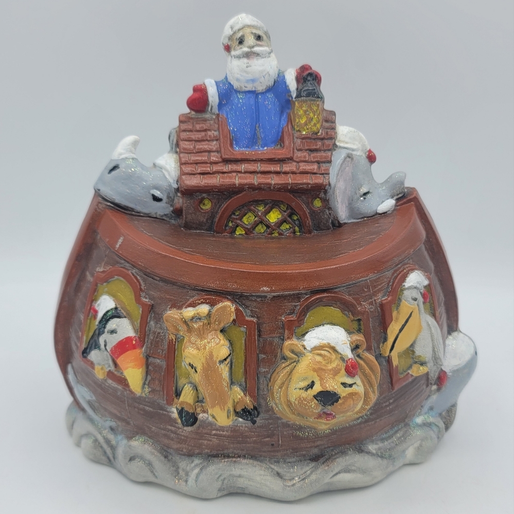 Noah’s Ark Ceramic Piggy Bank Care Inc Sleepy Animals Nursery Decor 90s Vintage